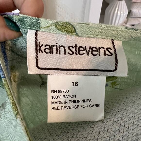 vintage Karin Stevens size 16 floral maxi dress light green. summery #1018 - Picture 7 of 10